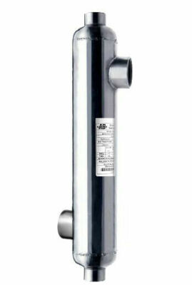 Pool Heat Exchanger 85K btu Stainless Steel Shell and Tube 316L 1 1/2'' & 1'' FPT
