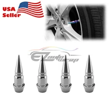 4pcs Gunmetal Long Spike Valve Stem Caps Metal Thread Set For Wheel Tires TVC20
