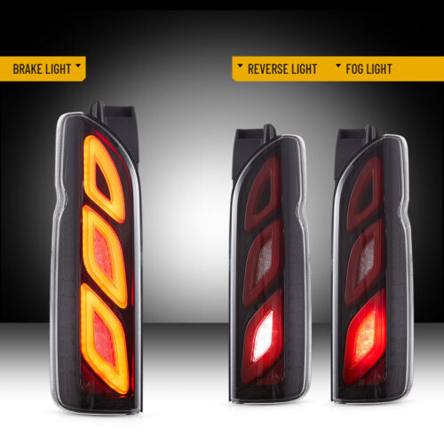 Vland LED Tail Lights Animation Clear Rear Lamps Pair For Toyota Hiace 2005-2018 - Picture 13 of 18