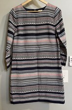 J. Crew Dress Printed 3/4 Sleeve Gallery Womens Size 4
