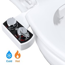 Bidet Attachment for Toilet, Hot and Cold Water Spray Non-Electric Dual Nozzle