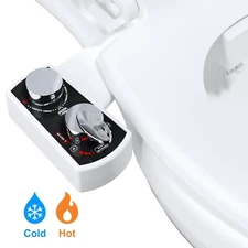 Bidet Attachment for Toilet, Hot and Cold Water Spray Non-Electric Dual Nozzle