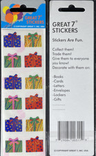 12 packages of Pearlized Giftwrap Stickers, "Great 7" Sticker Designs, PMP6013