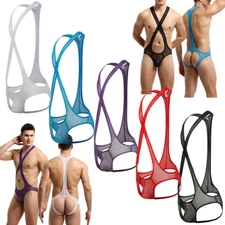 Men Jockstrap Leotard Underwear Jumpsuits Wrestling Backless Bodysuit Clubwears
