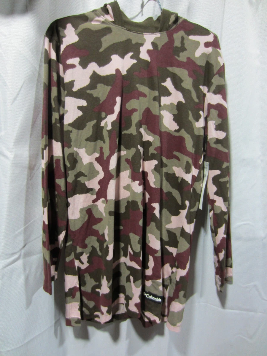 NWT Columbia Women s Medium Lodge Hooded Tunic Cotton Shirt Olive