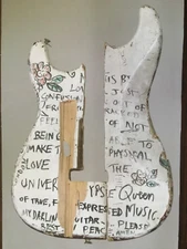 JIMI HENDRIX PHOTO OF FRAGMENTS OF HIS GUITAR ,HE SMASHED IT AT THE SAVILLE 1967