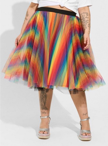 Torrid Pride Rainbow Skirt Midi Tulle NWT New 1X - Picture 2 of 9