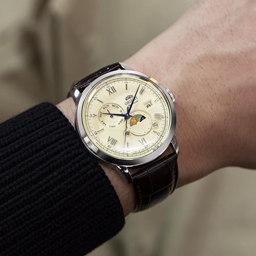Orient Bambino Sonne Mond Automatik Herrenuhr RN-AK0803Y Elfenbein Zifferblatt-image