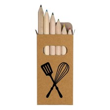 6 x 'Whisk and Spatula' Short 85mm Pencils / Coloured Pencil Set PE00076766