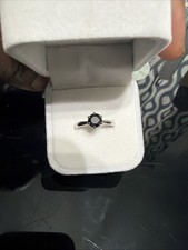 1 Carat Black Diamond 6 Prong Wedding Ring 925 Sterling Silver