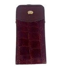 Anne Klein VTG Faux Croc Tall Thin Cigarette Eyeglass Case Pouch Kiss Clasp