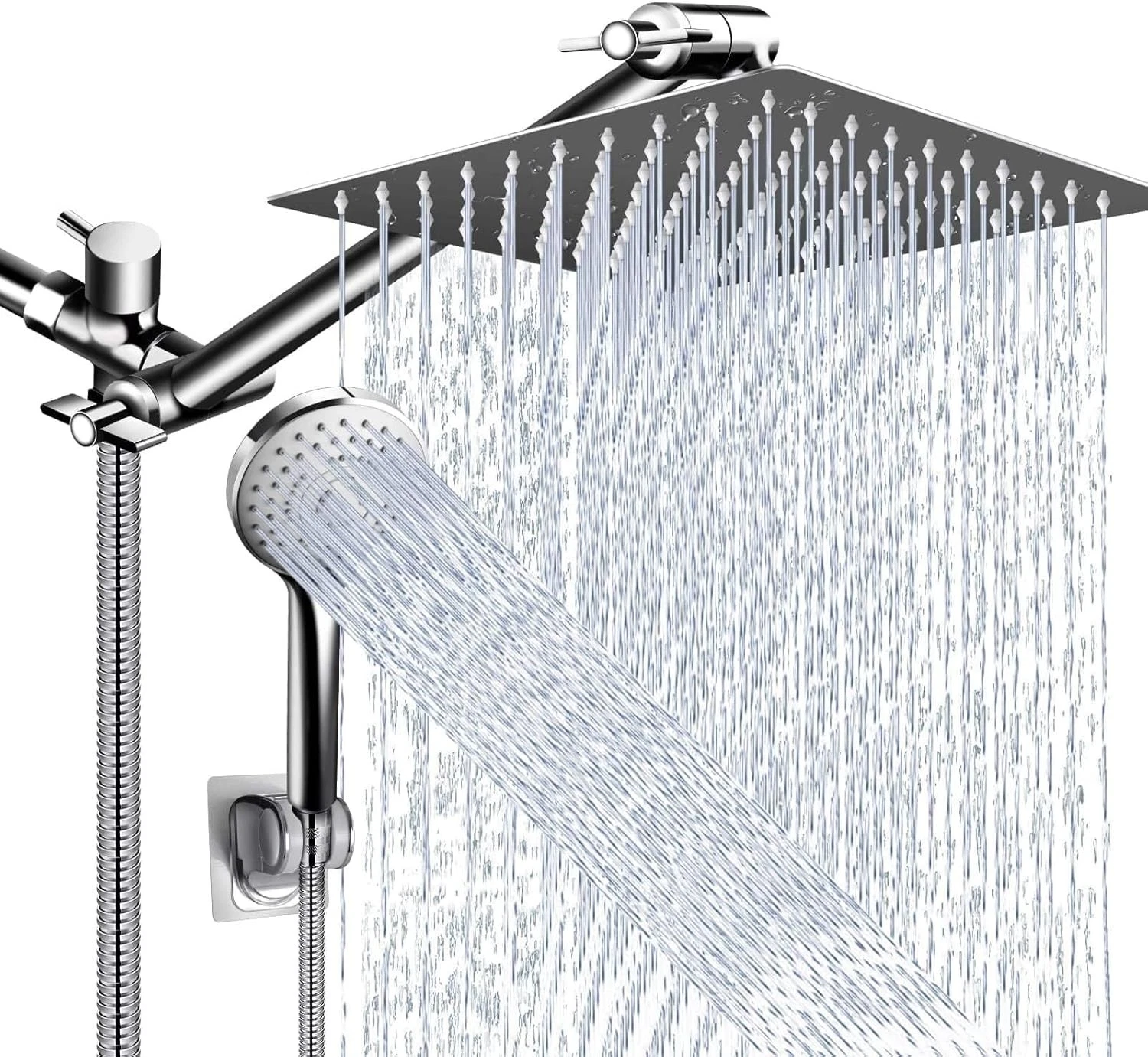 Shower Head Combo 10"High Pressure Rain Shower Head 11"Adjustable Extension Arm