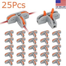 25Pcs Compact Wire Conductor Electrical Connector, T-Shape Lever Nut, AWG 28-12