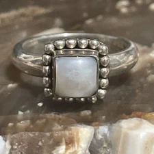 Vintage Silpada Sterling Silver Beaded Pearl Gemstone Ring Size 7