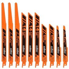 10-Piece Reciprocating Saw Blades Set with Storage Case, 6" 8"  9" Wood  Metal