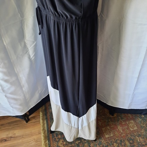 Chicos Maxi Dress Womens 2XL Black Tan White Sleeveless V neck Side Splits - Picture 15 of 18