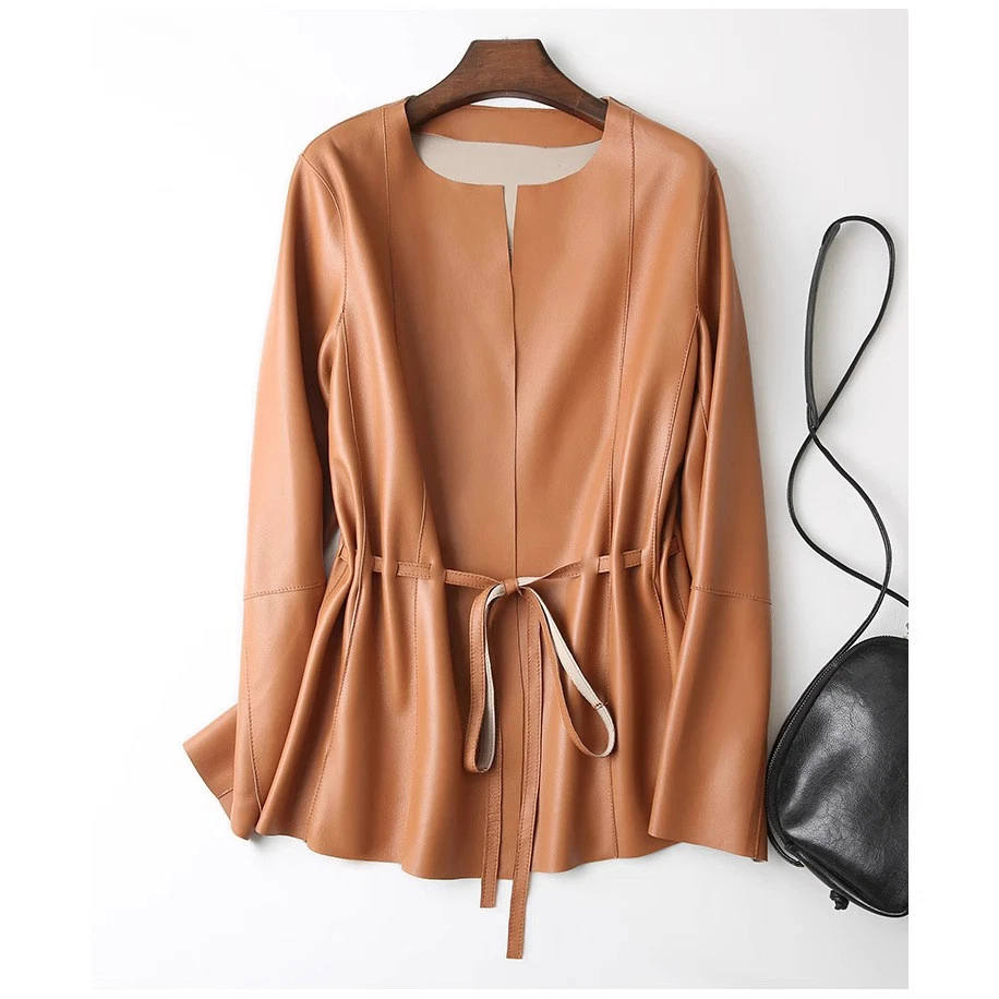 Giacca vera pelle donna montone classica autunno nuova coreana media lunga giacca - Immagine 3 di 4