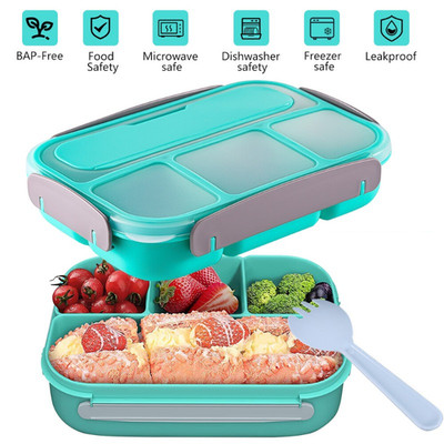 1.3L Bento Lunch Box Food Container Storage with 4 Compartment For Adults Kids
