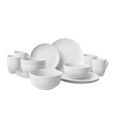 16-Piece White Bone China Dinnerware with Lightweight Durable Chip Resistant