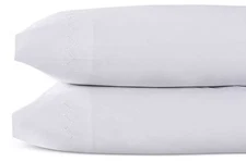 JOHN ROBSHAW HAND STITCHED ZIGZAG EMBROIDERED 2 STANDARD PILLOWCASES WHITE WHITE