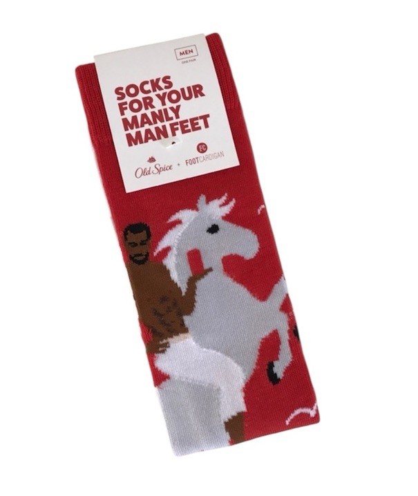 NEW Old Spice Mens For Your Manly Feet Graphic Cardigan Red One Pair Socks NWT