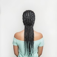 Braided Wig. Cornrow Large Braids. Full Lace with Baby Hair. 38in