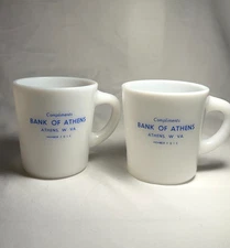 Vintage Hazel Atlas Milk Glass Mugs – Bank of Athens WV + 1963 West
