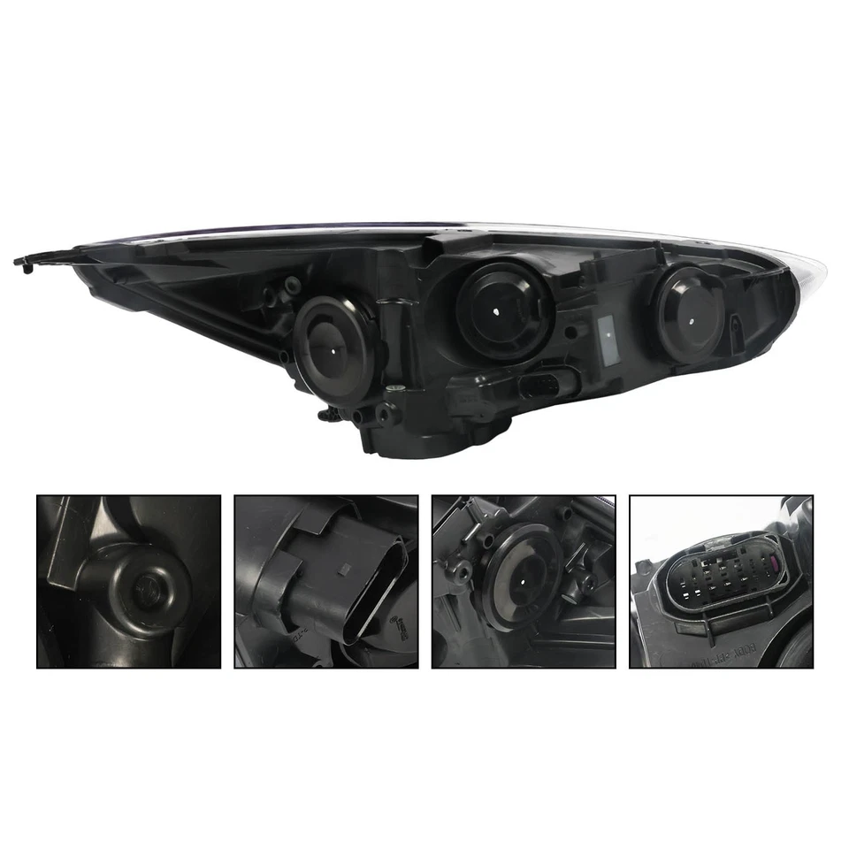 Conjunto de faros negros con bombillas modelo LED DRL para Ford Focus 2015-2018 Foto 4 de 4