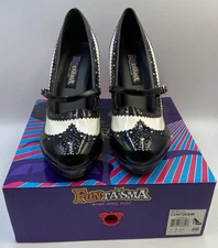 Funtasma Black & White Mary Jane High Heel Shoes Sz 8 Flapper Pinup Cosplay New