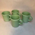Set of 4 Vintage Fire King Jadeite C Handle Mugs, Heavy Restaurant Ware