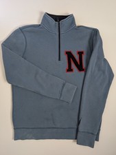 Nautica Men's Small Blue Half Zip Sweatshirt Fleece Lined N Logo