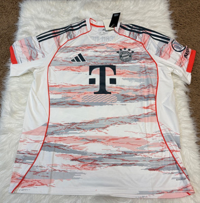 Adidas FC Bayern 25/26 Away White Slim Fit Men's Size 2XL Soccer Jersey JJ2143