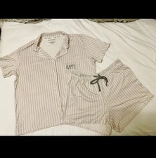 RAE DUNN Short Pajamas "Happy" Striped Comfortable Sleepwear PJ's NWOT