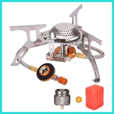 Portable Camping Gas with 1LB Propane Tank Adapter, Foldable Camp Backpacking...