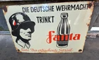 Excellent Small Enamel Sign --The German Wehrmacht--Drinks Fanta 30 x 20 cm