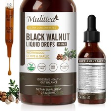 Black Walnut Liquid Drops - Wormwood Clove Garlic Digestive Gut Health 2oz