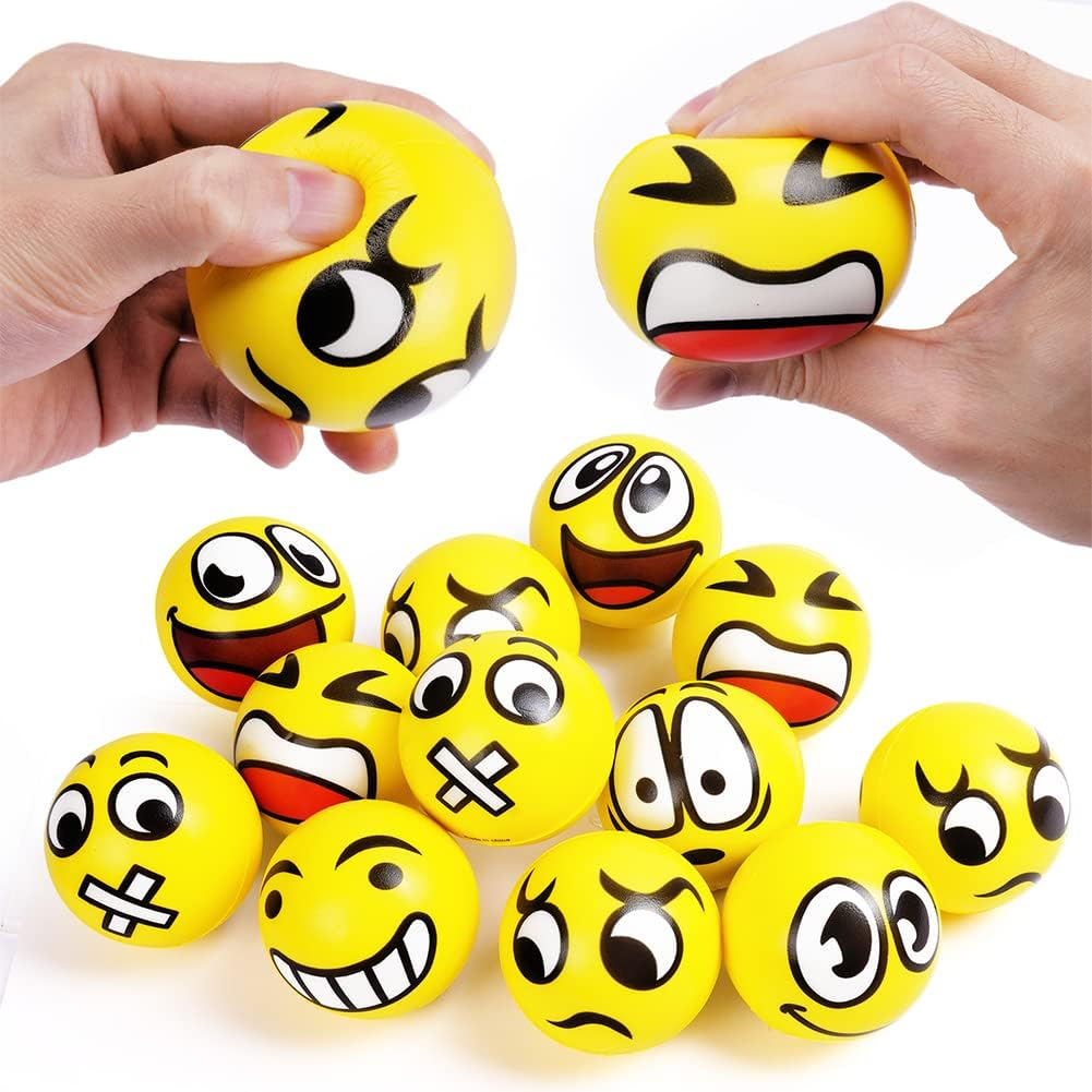 Funny Face Squeeze Stress Balls, 12Pcs Relief Ball, Sensory Ball and Adults, Han
