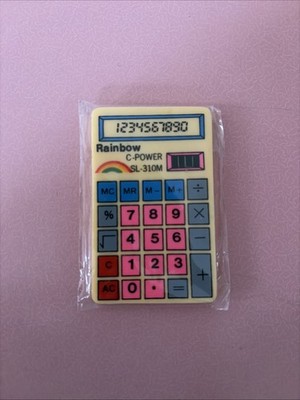 Vintage 80er Jahre Neuheit Radiergummi Rainbow C-Power Taschenrechner ungeöffnet