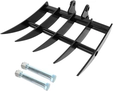 Mini Excavator Attachment Wide Backhoe Rake，3.54" Span, 0.98" Pin Hole，Includes