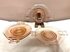 Vintage Pink Depression Glass Handled Octagonal Plate Set of 4