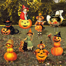 8 Pcs Halloween Yard Signs Vintage Lawn Decorations with Stakes Sturdy Corrugate