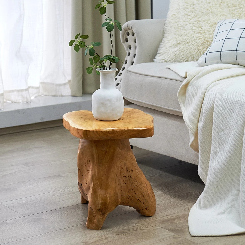 Cedar Root Mushroom Stool – Rustic Plant Stand Nightstand Side Table 13.5" H - Image 3 of 4