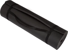 Wakeman Fitness Extra Foam Exercise Mat with Carrying Strap - 0.5" Thick, Black