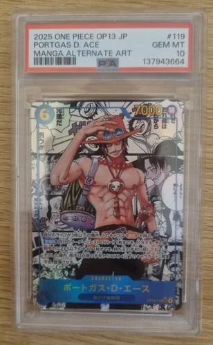 ONE PIECE Card PSA 10 Portgas D. Ace (Manga Alt Art) OP13-119 SEC Japanese 2025