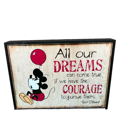 Disney Parks Mickey Mouse Picture 10'' x 7'' x 1.5'' Wooden Dreams Come True