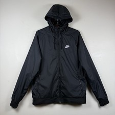 Nike Windrunner Hooded Windbreaker Jacket Mens SZ L Black Sportswear 727324-010