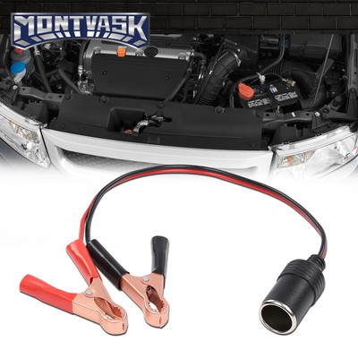 New 12V Battery To Cigarette Lighter Adapter Alligator Clamp Clip Car Socket
