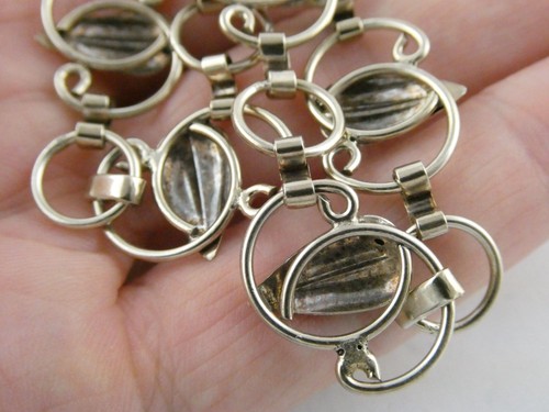 Collar de eslabones vintage con diseño de hojas de plata esterlina 18,2 g 14 pulgadas de largo - Imagen 20 de 22