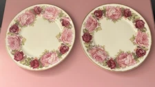 Delinieres D&Co Bernardaud Limoges Dinner Plates Cabbage Rose 9 5/8" Pair