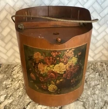 Primitive Firken Wooden Sugar Bucket Sewing Yarn Basket
